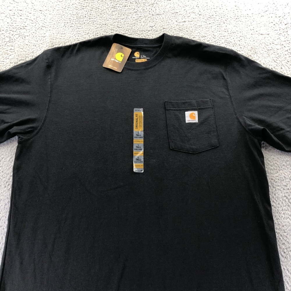 Carhartt Shirt Mens Large Tall Black K87 Pocket T Loose Fit Heavy Cotton New - Picture 2 of 9